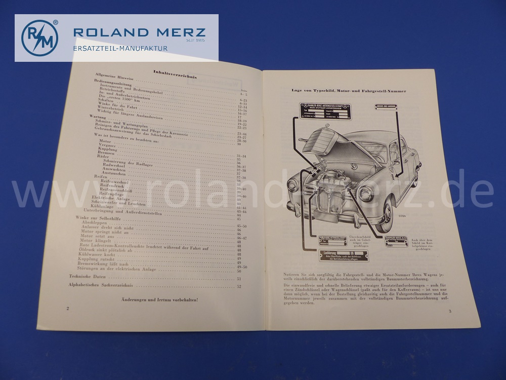 Betriebsanleitung Mercedes W120, 180a, Ponton, Ausgabe 11/1957, 52 Seiten, Edition A, neuwertiges Mercedes Original Dokument, NOS 