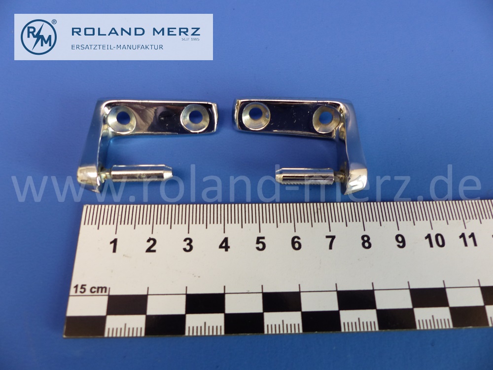SW12677 Halter Sonnenblende, Sonnenblendenhalter verchromt, Satz für Mercedes Oldtimer, Abmessungen bitte den Fotos entnehmen, original Mercedes Neuteil, NOS 
