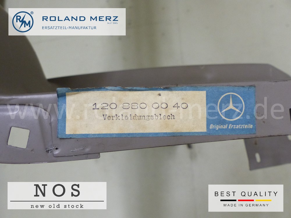 P1100453jk7EYmisr0iDM Verkleidungsblech vorn 120 880 00 40 / 01 40 NOS für Mercedes180b, c, D, 180db, Dc, 190D, Db