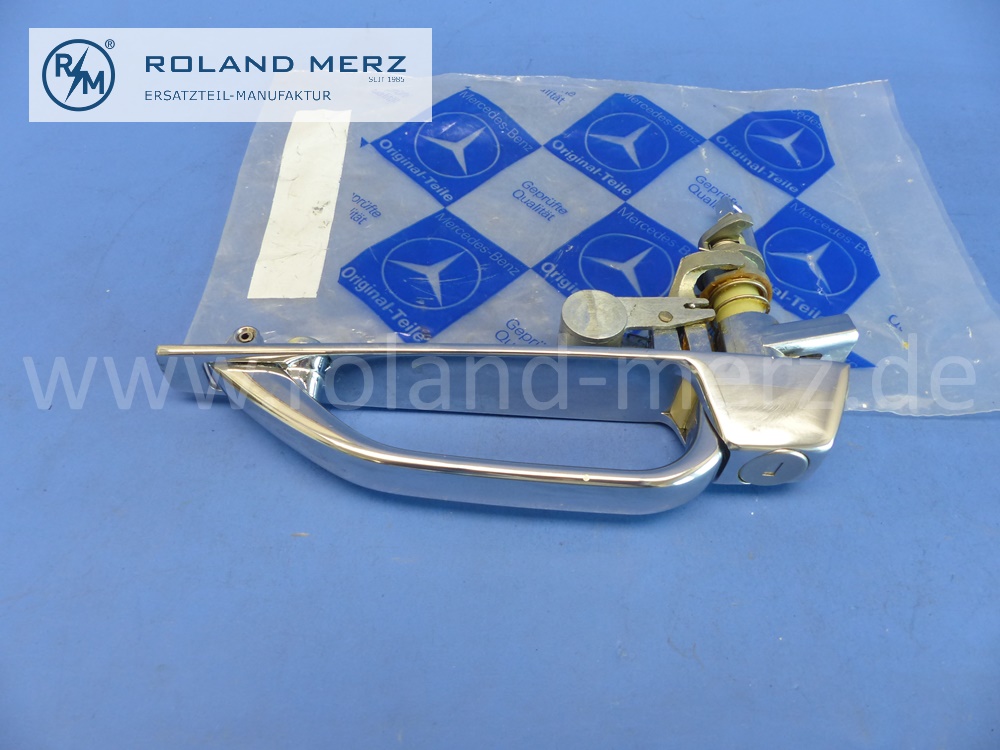 1077600559 Türgriff links, ohne Schlüssel, Mercedes R107, C107, W107, Original Mercedes Neuteil, NOS 