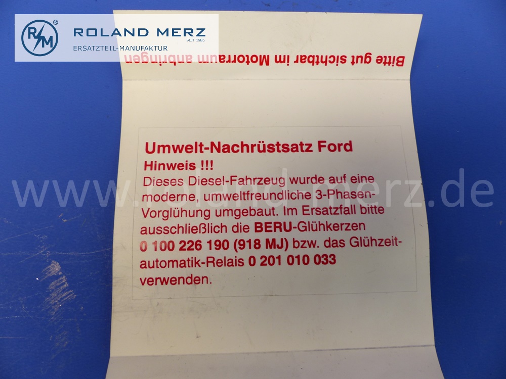0100226190 Glühkerze, Glühstiftkerze, Beru GN918, Set mit 4 Stück und Steuergerät 0201010033, Ford Escort, Orion, 1,6l und 1,8l, original Beru Neuteil, NOS, Nachrüstsatz 