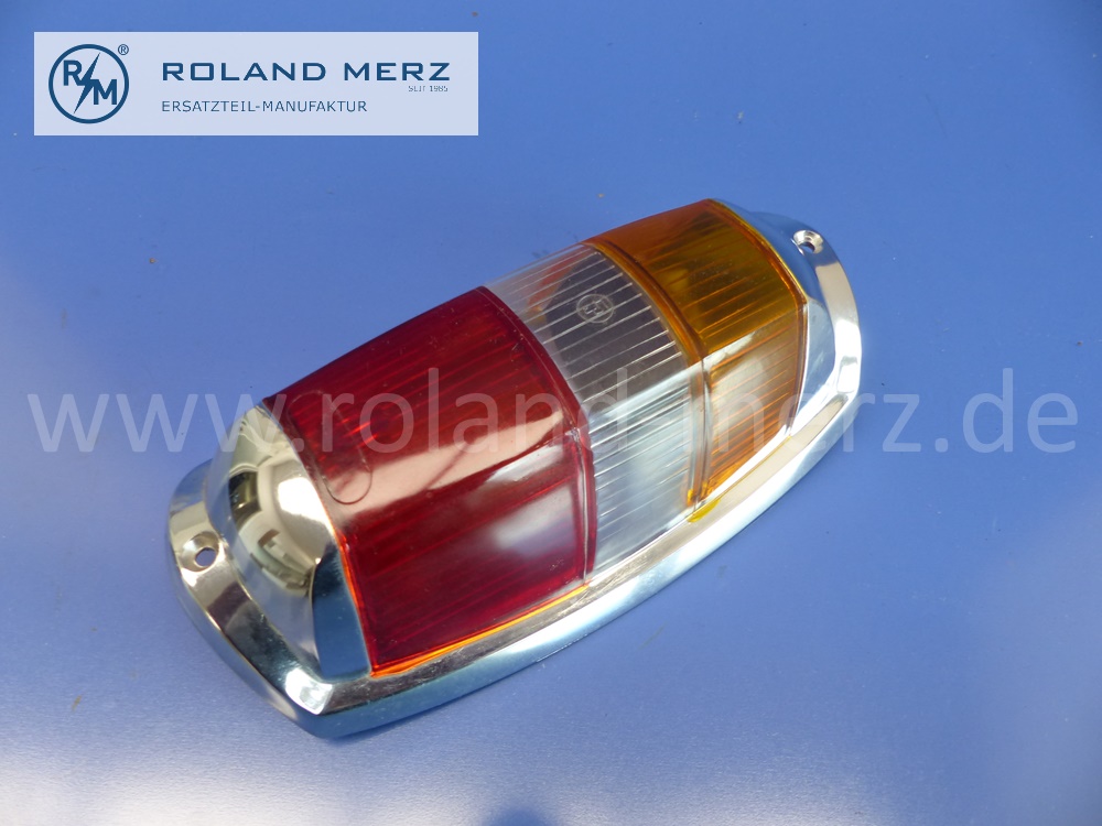 101808200271 1808200271 Deckel Rücklicht, rot-weiß-gelb, späte Ausführung, Mercedes W105, W120, W121, W128, W180, Ponton, 190SL, Original Mercedes Neuteil, NOS 