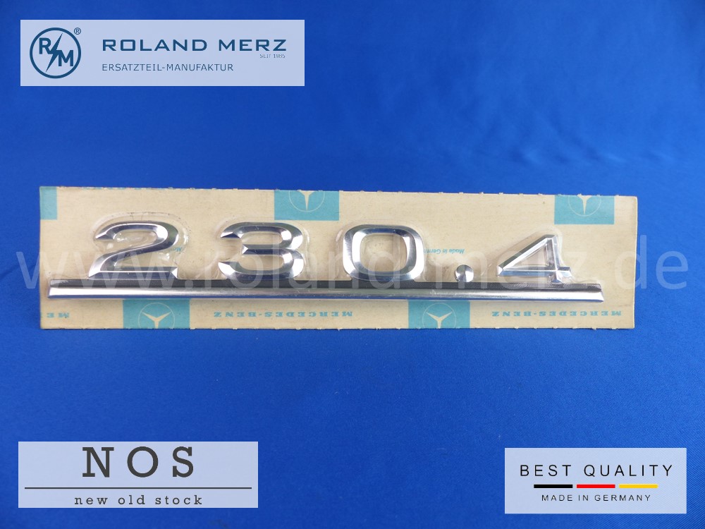 115 817 09 15 Typenkennzeichen / Schriftzug 230.4 auf Heckdeckel original Neuteil/ NOS für Mercedes 230.4