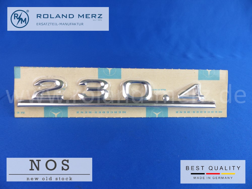 P1120667 115 817 09 15 Typenkennzeichen / Schriftzug 230.4 auf Heckdeckel original Neuteil/ NOS für Mercedes 230.4