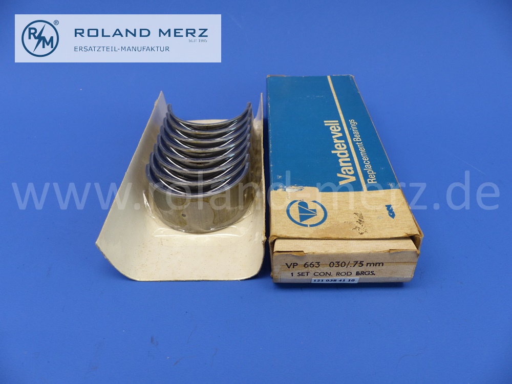 1210384110 Satz Pleuellager, Pleuellagerschalen, Vandervell, Reparaturstufe III, 51.25mm, Mercedes M121, OM621, 190SL, 180a, 180b, 180c, 190, 190b, 190c, E. 1210300360 / 1215860303, Original Vandervell Neuteil, NOS 