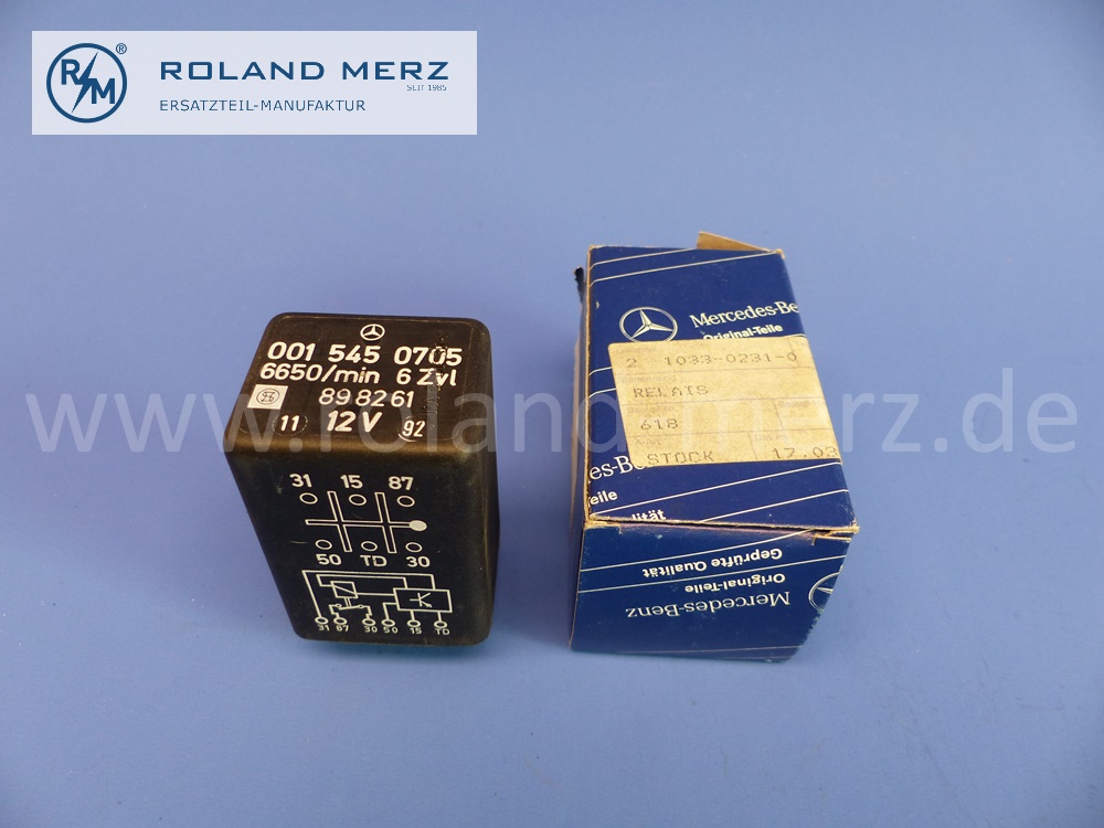 0015450705 KPR Relais Kraftstoffpumpe, Kraftstoffpumpenabschaltung, Mercedes W107, W116, W123, W126, W460, Original Mercedes Neuteil, NOS 