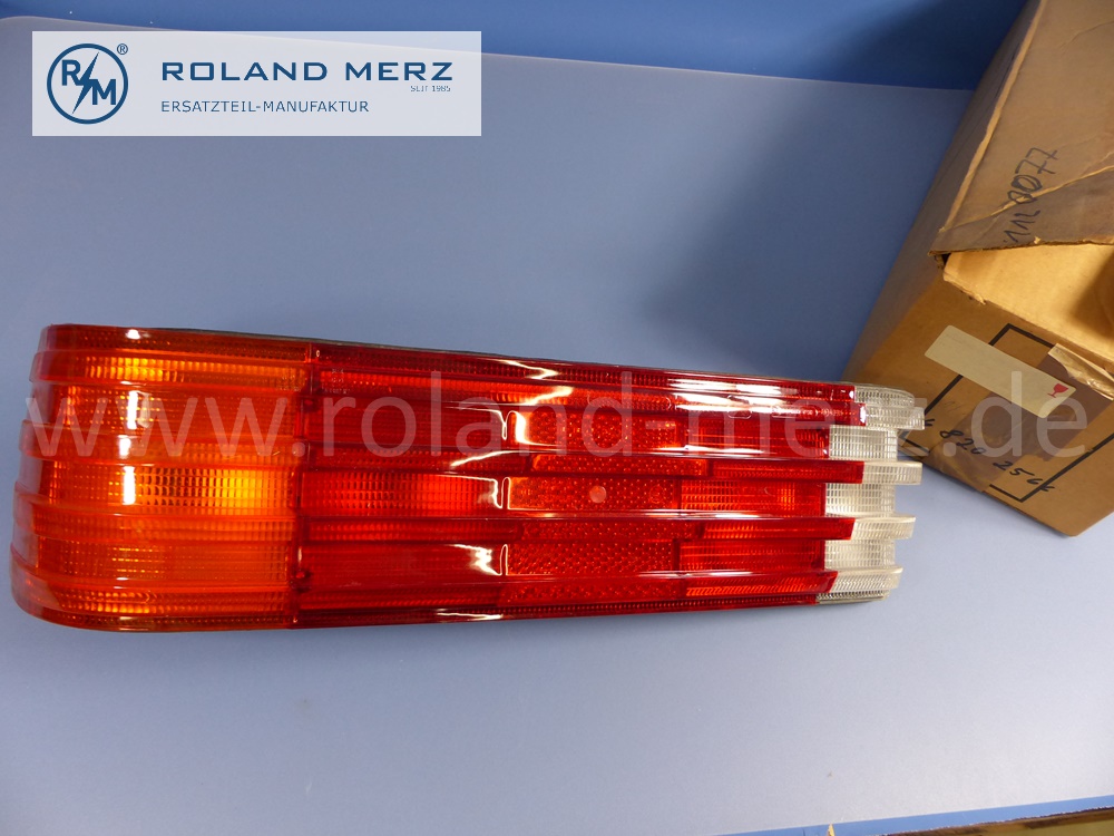 1168202566 Lichtscheibe, Abdeckglas Rücklicht links, mit Reflektoreinheit, Mercedes W116 S-Klasse, LHD, Original Mercedes Neuteil, NOS