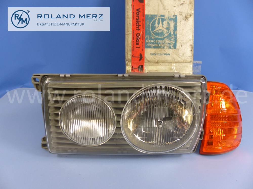 1238202561 Bosch Leuchteinheit, Scheinwerfer, mit Blinkleuchte, H4, links, Rechtsverkehr, Mercedes W123, Original Mercedes Neuteil, NOS 