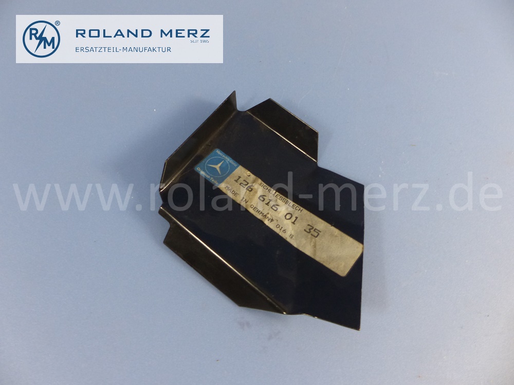 1266160135 Schließblech, Schließteil, hinten links, zwischen Längsträger und Radeinbau, Mercedes W126, S-Klasse, Original Mercedes Neuteil, NOS