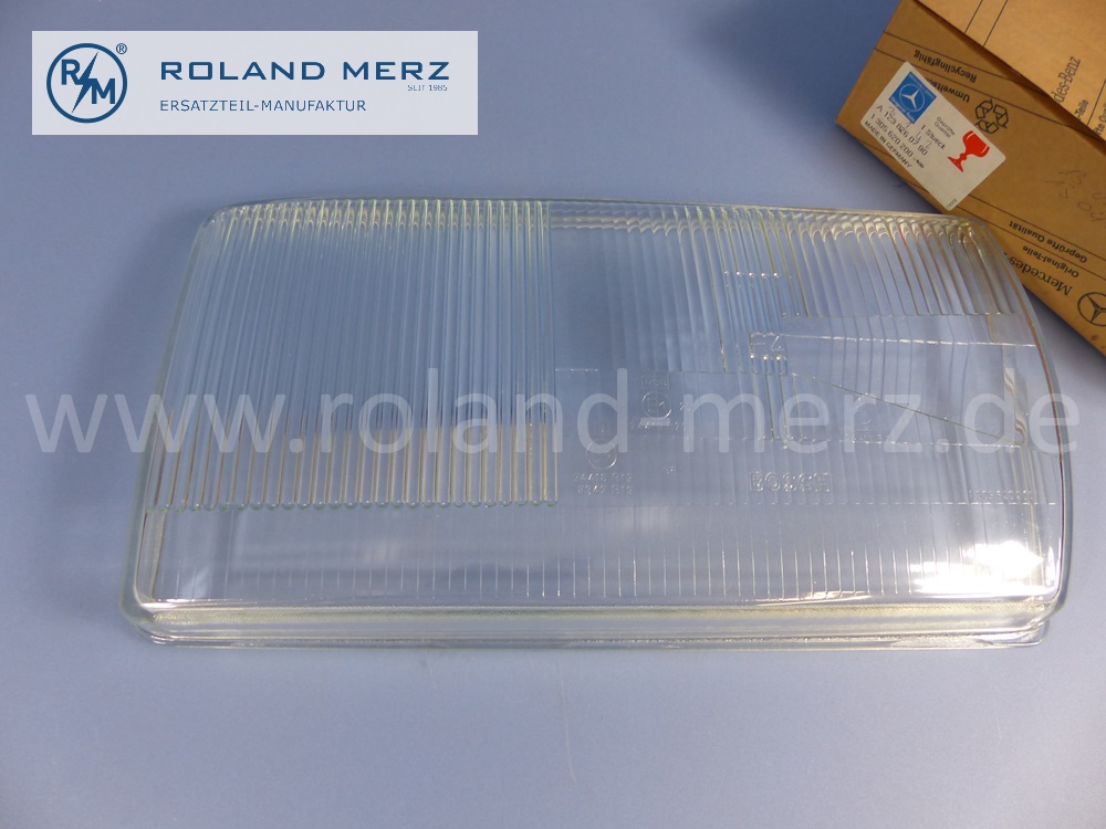 1238260790 Bosch Lichtscheibe, Abdeckglas Scheinwerfer links, H4, Rechtsverkehr, Mercedes W123, Original Mercedes Neuteil, NOS 