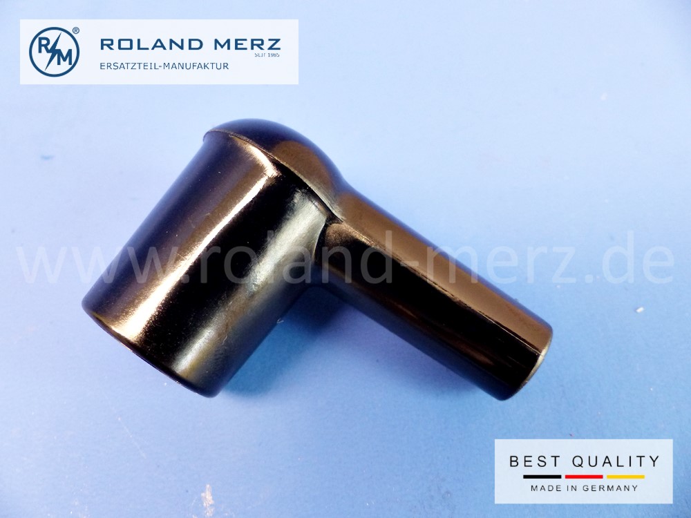 Zündkerzenstecker, Winkelstecker aus schwarzem Bakelit für Ø7mm Zündkabel M4 (nicht entstört) 