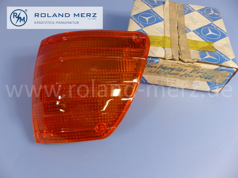0008200466 Bosch Lichtscheibe, Abdeckung, Abdeckglas Blinker, Blinkleuchte orange vorne links Mercedes W116 S-Klasse, Original Mercedes Neuteil, NOS 