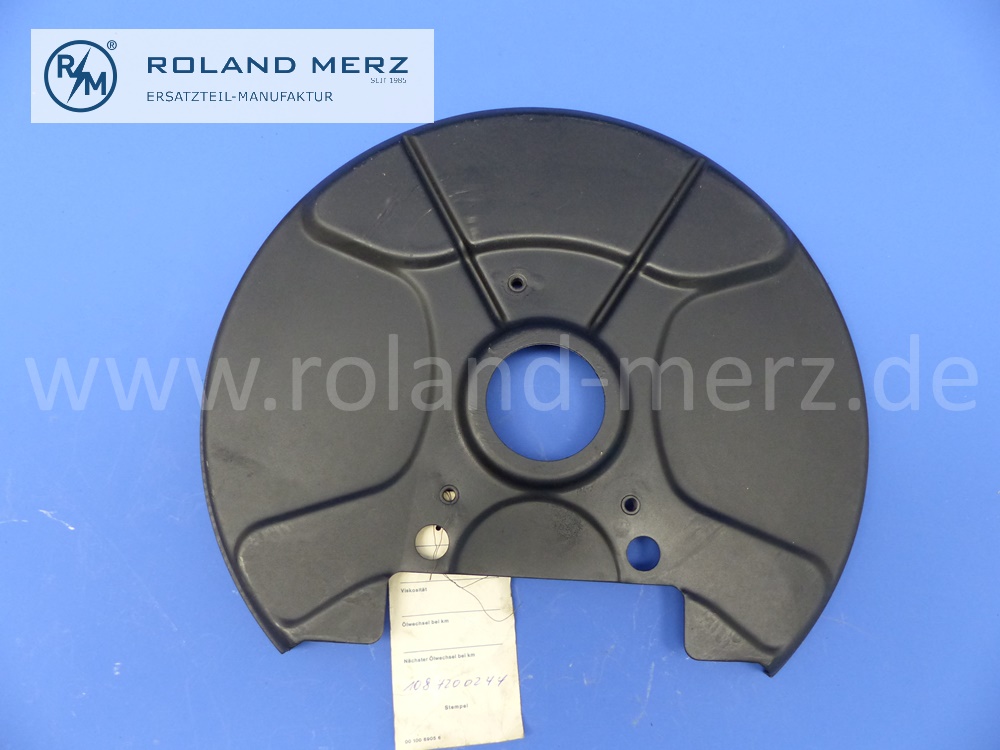 1084200244 Schutzblech, Abdeckblech links für Mercedes 250SE Cp/Cb, 280SE Cp/Cb, 250SL, 280SL, alle W108, W109 mit nicht belüfteter Bremsscheibe, Original Mercedes-Neuteil, NOS 