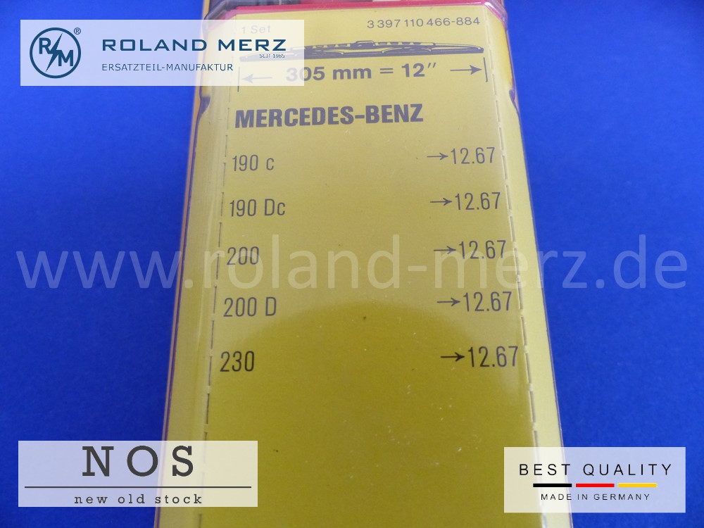 Paar original Bosch Wischerblätter, Länge 305mm, Edelstahl poliert, Bosch 3 398 110 466, Mercedes 113 820 00 45, für Mercedes 230SL - 280SL und alle Bm 110