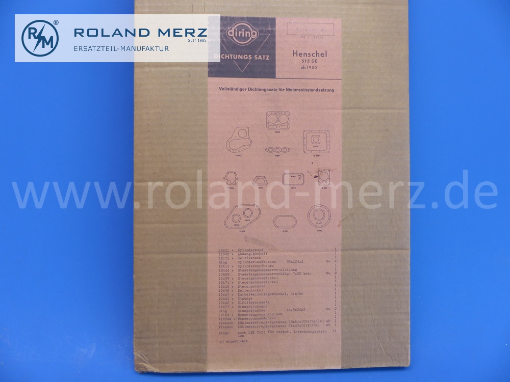 0-12421-01 Dichtungssatz Motor, Vollsatz, Henschel Motor 515DE, ab 1950, Original Elring Neuteil, NOS 