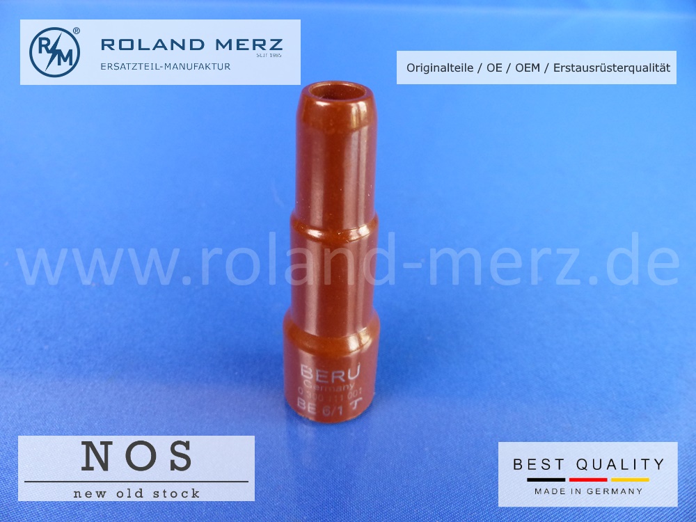 Kerzenstecker01 Zündkerzenstecker Bakelit rehbraun 62 mm lang 1 K Ohm entstört mit SAE Anschluss