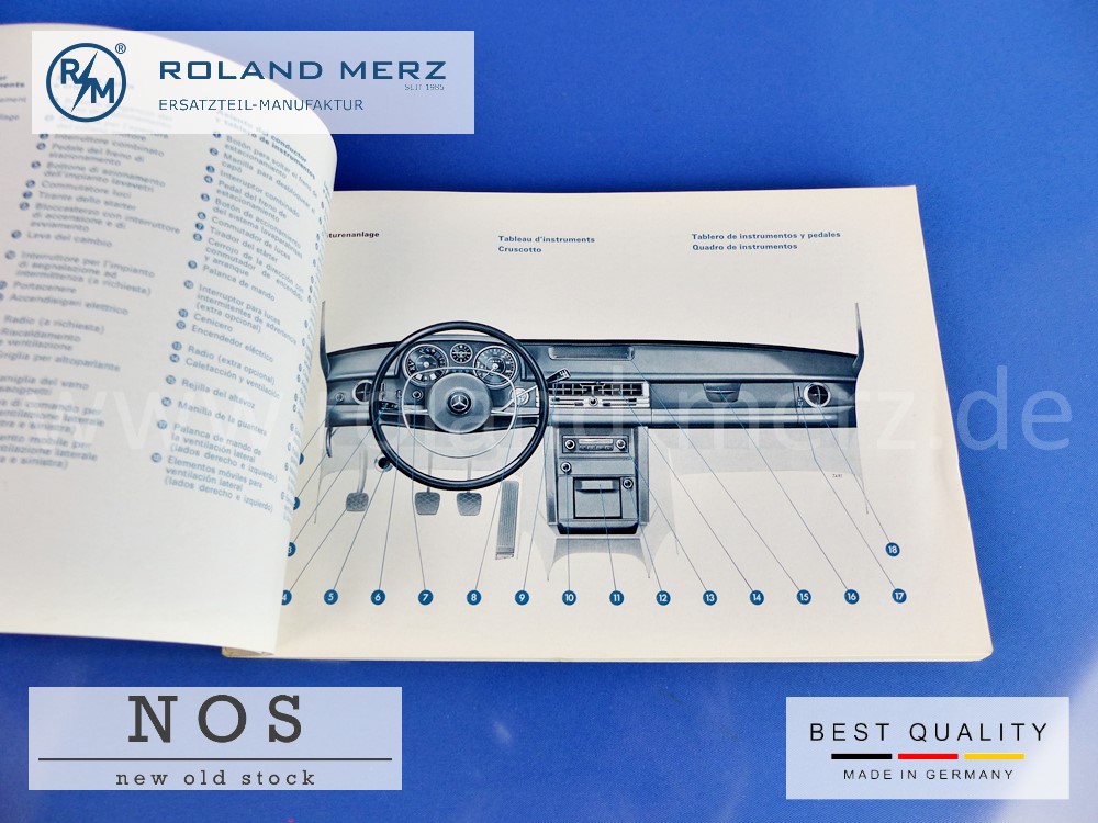 Original Betriebsanleitung Mercedes 200/8 – 220/8 Bm 115, Deutsch, Französisch, Italienisch, Spanisch, Portugisisch, Ausgabe ZKD/PKW X. 68. 10., 1155841796