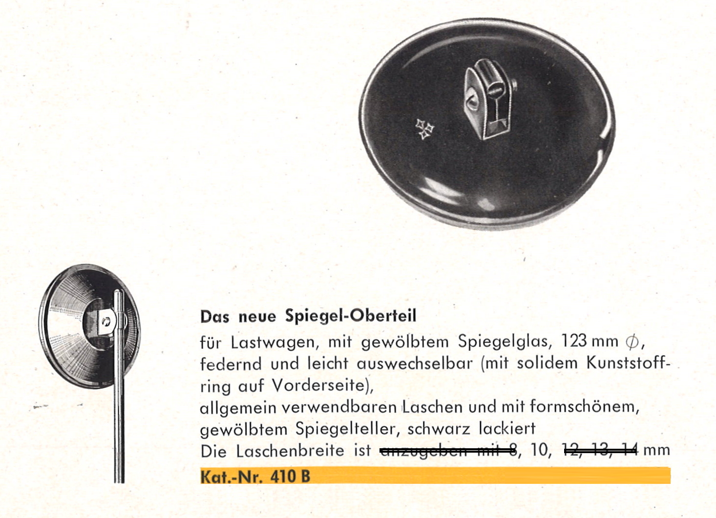 Spiegelkopf Metall rund Ø123mm schwarz lackiert für Lastkraftwagen und Omnibusse
