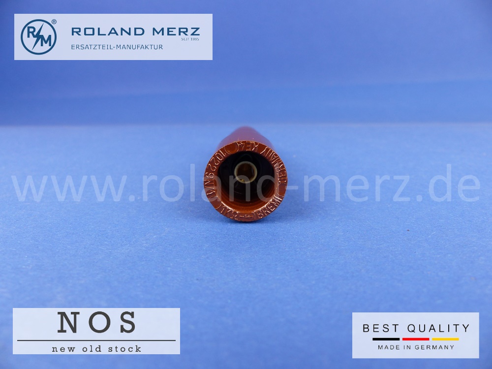 P1100600 Zündkerzenstecker 000 159 15 42 Bakelit dunkelbraun 62 mm lang 1 K Ohm entstört mit M4 Anschluss