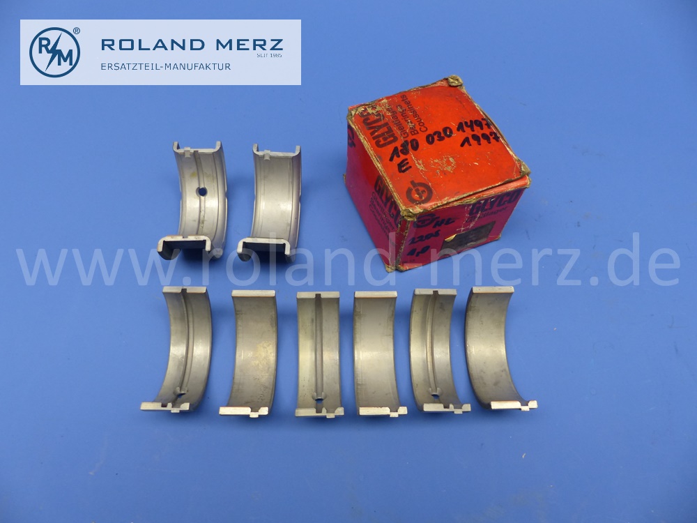 1800301497 Satz Lagerschalen Kurbelwelle, Hauptlager, komplett, Mercedes 220, 220S, 220Sb, 220SE, Reparaturstufe IV, 1,0 mm, Innendurchmesser 59mm, Original Glyco Neuteil, NOS 