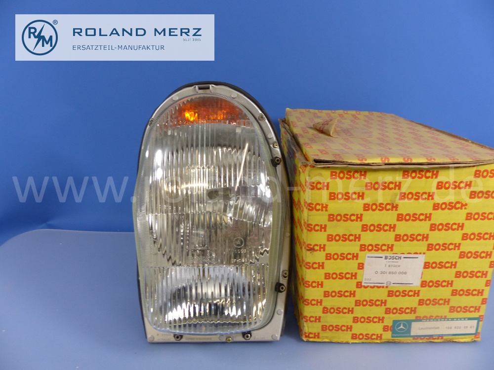 1088201961 Bosch lighting unit, headlamp, asymmetric, right hand traffic, left and right, Mercedes W108, W109, W111, W112, original Mercedes spare-part, NOS