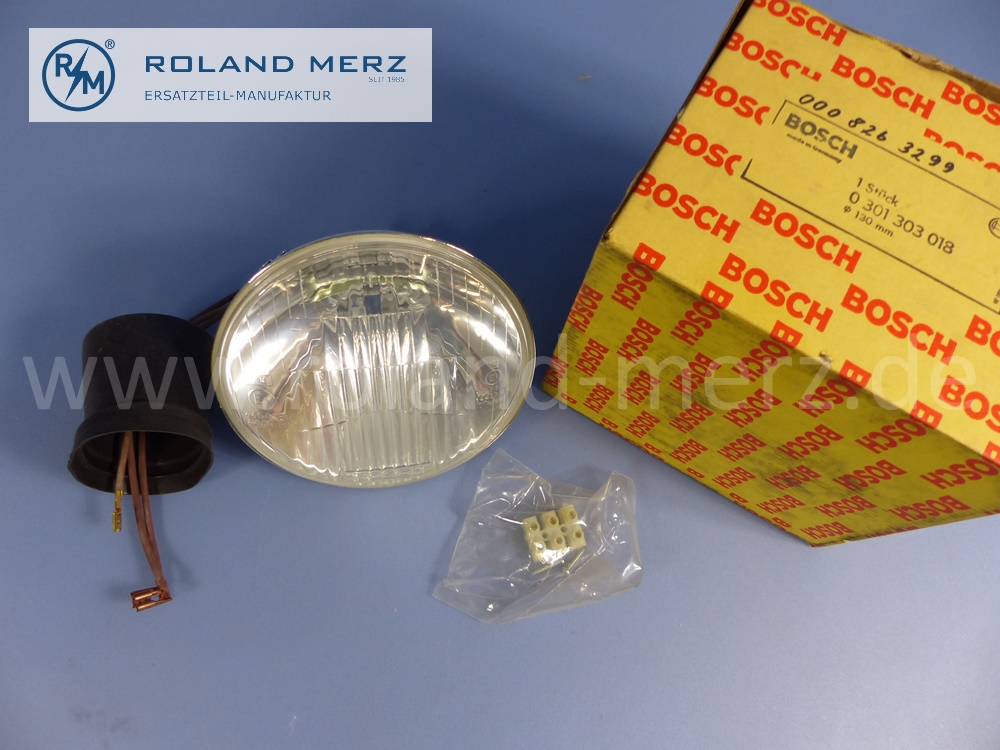 0008263299 Bosch Scheinwerfereinsatz, Einsatz Scheinwerfer Fernlicht, Halogen H1, links oder rechts, Mercedes W108, W109, W111, Original Mercedes Neuteil, NOS 