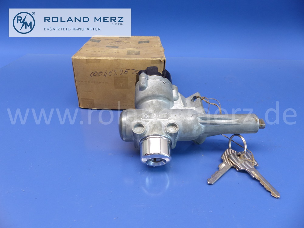 0004622530 Lenkungsschloss, Lenkradschloss, Zündschloss, RHD, mit Schlüsselpaar, Mercedes W108, W110, W111, W112, Original Mercedes Neuteil, NOS