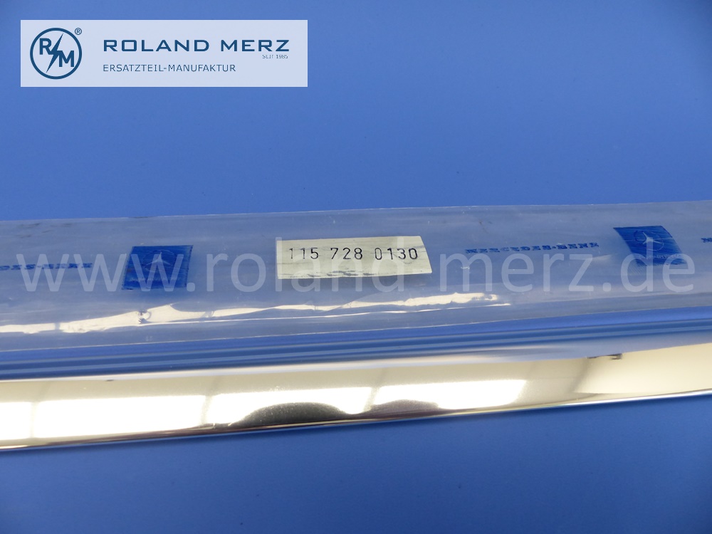 1157280130 trim bar, left, front door, Mercedes W114, Strich Acht Coupé, 250C, 250CE, 280C, 280CE, length 940 mm, original Mercedes spare-part, NOS