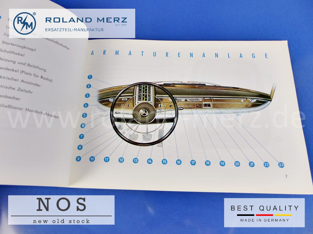 Original Mercedes Benz Betriebsanleitung 220/220S, deutsch, Stand September 1959, Tech. Daten, Schaltplan, Pflege / Wartung, Betriebsstoffe, Selbsthilfe etc.