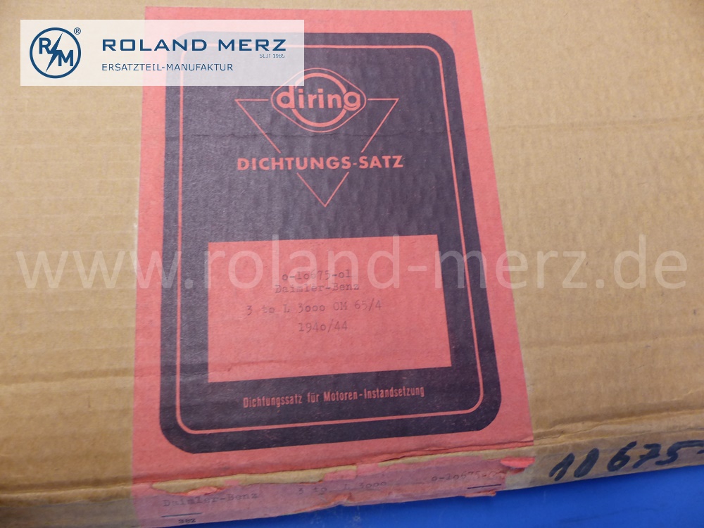 0-10675-01 Dichtungssatz Motor, Vorkrieg, Mercedes L3000, Motor OM65/4, 1940 / 1944, Original Elring Neuteil, NOS 