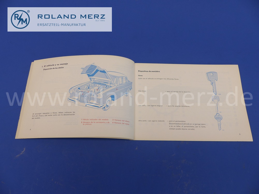original operation manual Mercedes W121, 190D, spanish