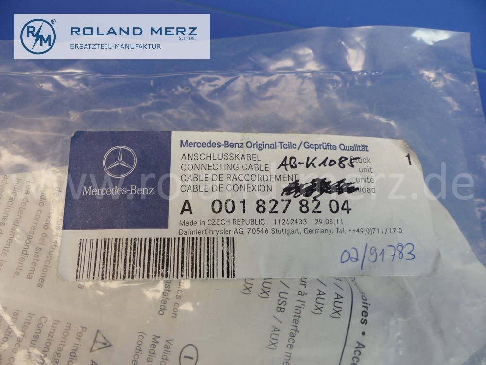 0018278204 connecting cable set, Mercedes Interface UIC, W166, 169, 171, 204, 207, 212, 218, 219, 245, 463, 639, original Mercedes spare-part, NOS