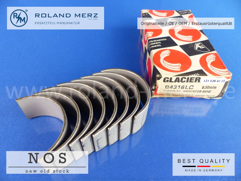 121-038-40-10-01 Satz Pleuellagerschalen 121 038 40 10 0,50 mm für Mercedes 180, 190, 190SL 200, 200D