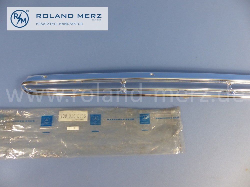 1088360165 Lufteinlass, Lüftungsgitter, Ziergitter, Chromgitter vor Frontscheibe, Länge 1820mm, Mercedes W108, W109, Original Mercedes Neuteil, NOS