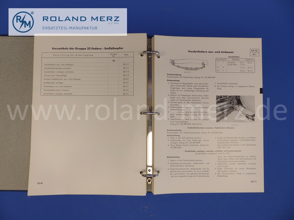 SW12694 Werkstatthandbuch Mercedes, LKW 321 und 322, in neuwertigem Zustand, da unbenutzt, Ausgabe 1959, Originalausführung von Mercedes 