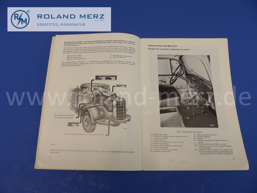 operating manual, spanish, Mercedes L330 (OP330), OM315, edition 05/1960, 70 pages, edition A, original Mercedes document, NOS 