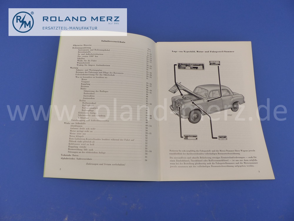 Betriebsanleitung Mercedes W121, 190b, Ponton, Ausgabe 1959 / 1960, 56 Seiten, Original Mercedes Original Dokument, NOS 