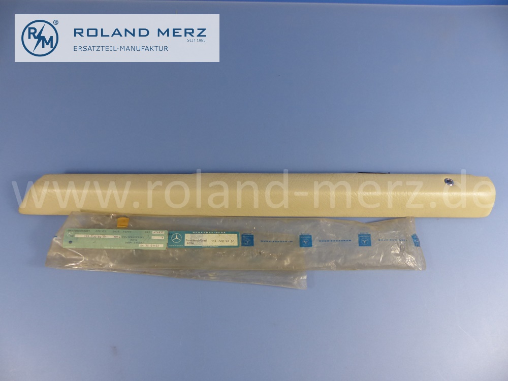 1157200251 Verkleidung Fensterschlüssel Fahrertür rechts, Farbe 8014, Mercedes W114, W115, Strich 8, Original Mercedes Neuteil, NOS
