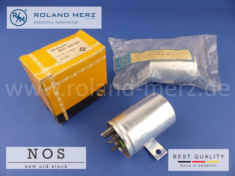 Blinkgeber, Blinker Relais 12 Volt, 2x18+2 Watt, BGC 200 065 Mercedes 000 544 53 32, 000 544 61 32 für W 108, W 109, W 110, W 111, W112, W 113