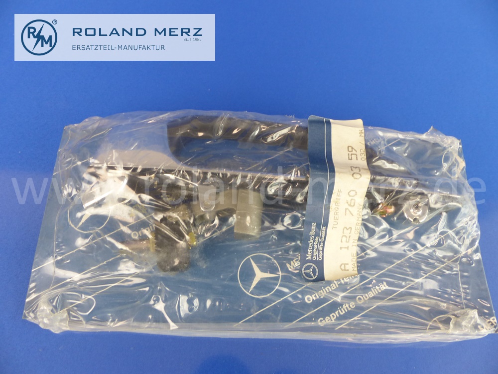 1237600359 door handle rear doors, left and right, Mercedes W123, MB 200, 230, 250, 280, 280E, - 300TD, Original MB spare part NOS