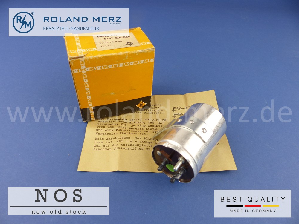 P1100511 Blinkgeber, Blinker Relais 12 Volt, 2x18+2 Watt, BGC 200 065 Mercedes 000 544 53 32, 000 544 61 32 für W 108, W 109, W 110, W 111, W112, W 113
