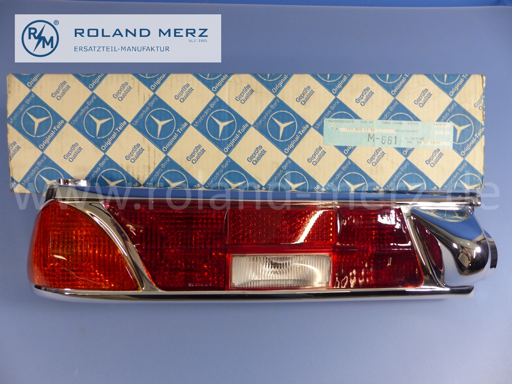 1118201164 Schlussleuchte, Heckleuchte, Rückleuchte, links, Blinker orange, komplett, Mercedes W112, W111, Original Mercedes Neuteil, NOS 
