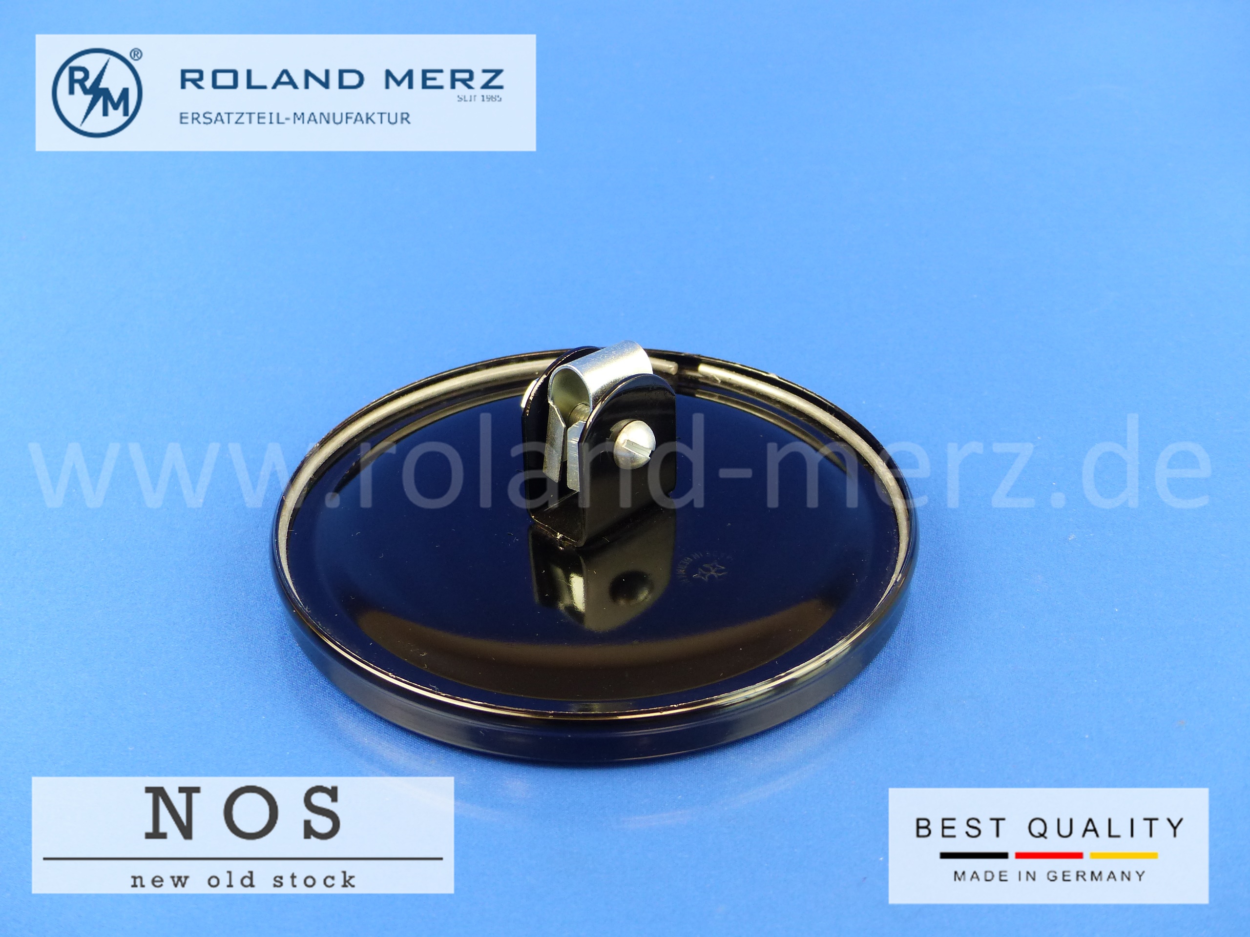 P1160800 miroir extérieur, rond, noir, plat, universel 130 mm