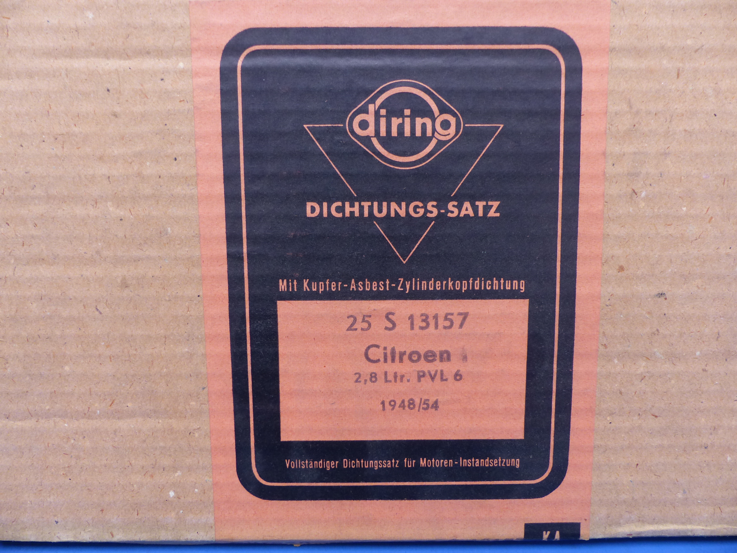 25S13157 Dichtungssatz, Dichtsatz Motor, Citroen 2,8 ltr., PVL6, 1948 / 1954, original Elring Neuteil, NOS 