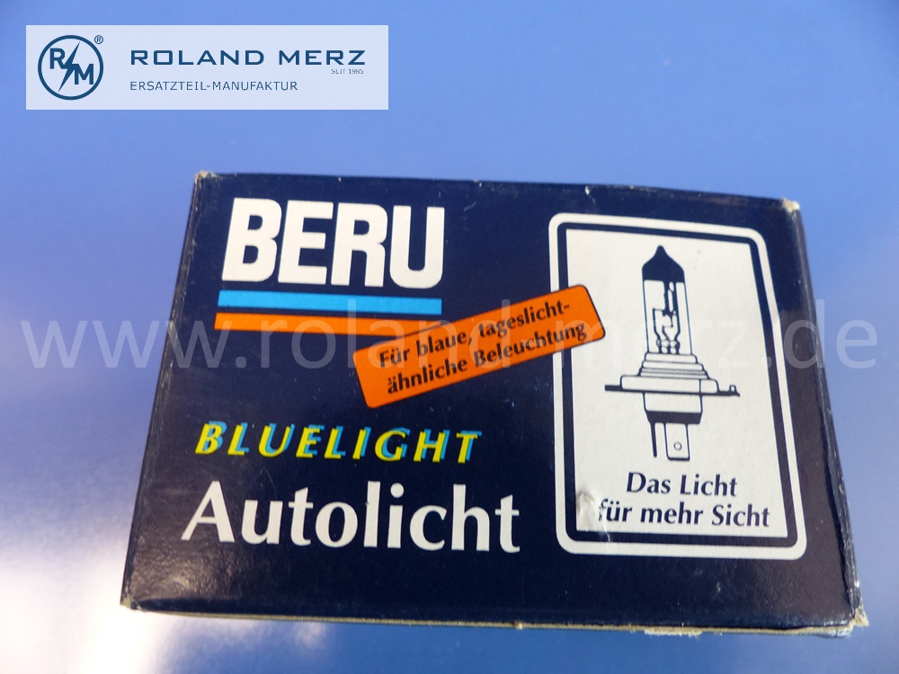 112606 Glühlampe H4, Abblendlicht, Bluelight, 12V, 60/55W, P43t, Beru 0500112606, UV reduziert, Original BERU Neuteil, NOS 