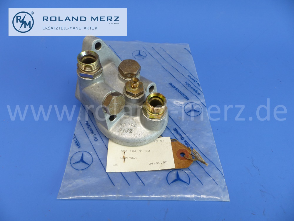 0001843108 Deckel, Ölfilter, Ölfiltergehäuseoberteil, Oberteil Ölfilter, Mercedes 230SL, 250SE, 250SL, Motoren M108.924, M127.981, M129.980, 981, 982, M130.922, M130.924, Ers. 0001842408, Original Mercedes Neuteil, NOS 