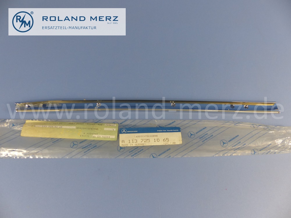 1137251065 Schiene, Abdichtschiene, rechts, Verdecksäule Softtop, Länge 460mm, Mercedes W113, Pagode, MB 230SL, 250SL, 280SL, Original Mercedes Neuteil, NOS