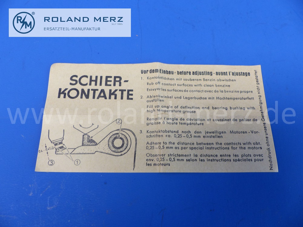 2420 Satz Zündkontakt, Schier, DKW RT125, RT175, RT200, RT250, RT300, original Schier Neuteil, NOS