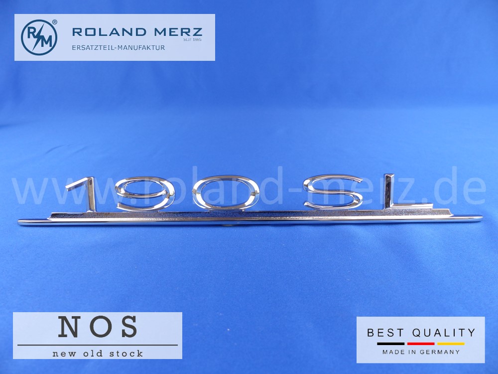 1218170215 Typenschild 190 SL auf Heckdeckel, original Mercedes NOS 121 817 02 15 ( alte Sachnummer 401218170015 )