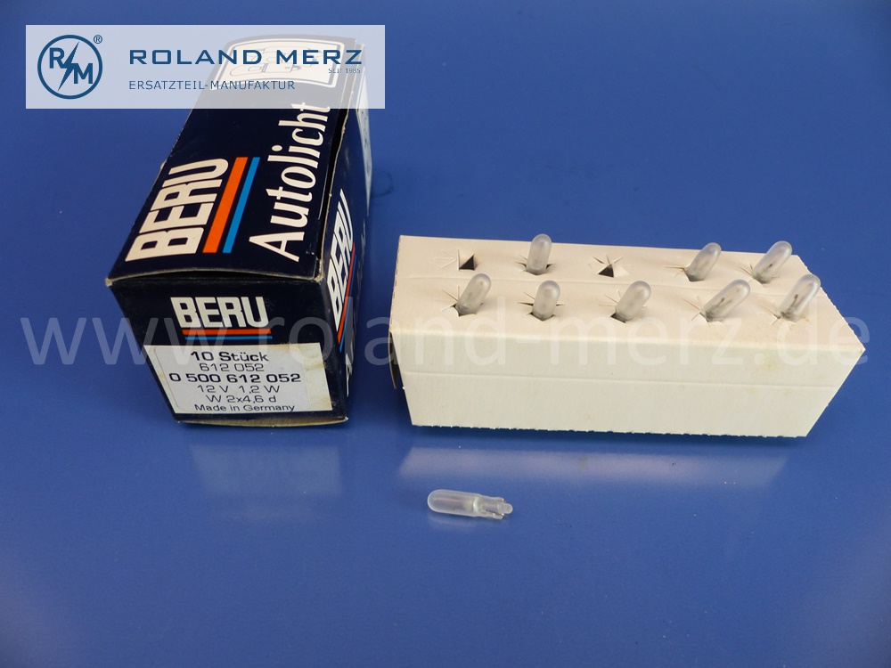 612052 Glühlampe Instrumentenbeleuchtung, 12V, 1,2W, W 2x4,6 d, Beru 0500612052, Original BERU Neuteil, NOS 